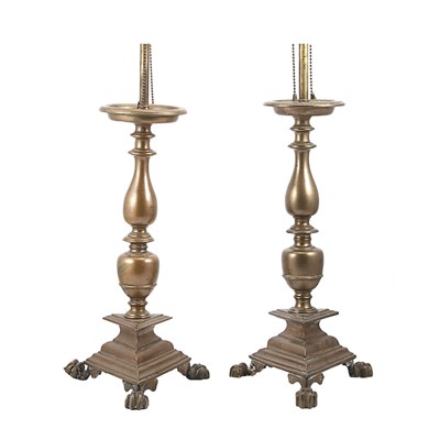 Lot 148 - Pair of Italian Baroque Style Brass Altar...