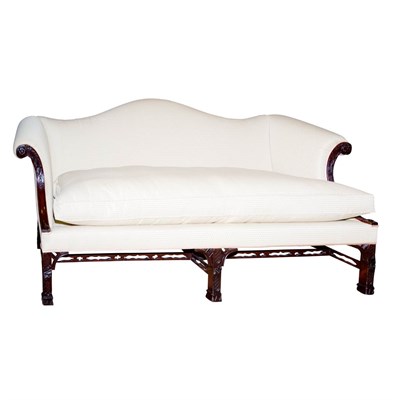 Lot 307 - George III Style Mahogany Camel Back Settee...