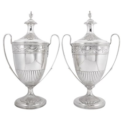 Lot 333 - Pair of Victorian Silver Covered Urns London,...