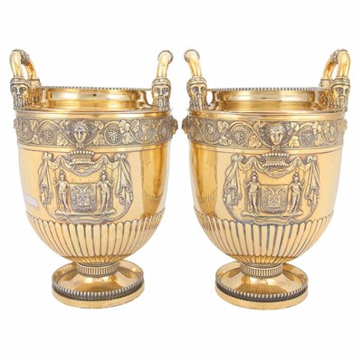 Lot 330 - Pair of Regency Silver Gilt Wine Coolers Paul...
