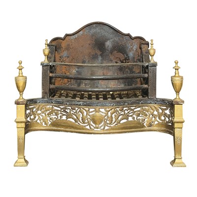 Lot 379 - George III Brass and Cast Iron Fire Basket...