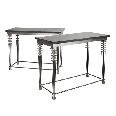 Lot 179 - Larry Laslo Design Pair of Consoles Steel and...