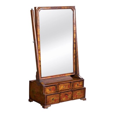 Lot 263 - George I Style Red Japanned Shaving Mirror The...