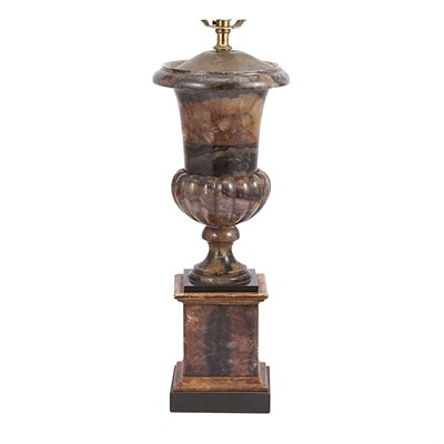 Lot 377 - George III Style Blue Feldspar Lamp Of urn...