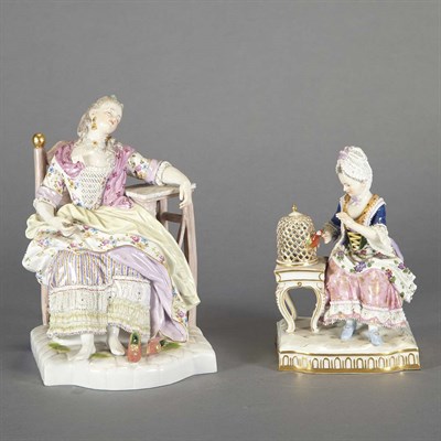 Lot 121 - Two Meissen Porcelain Figures of Noblewomen...