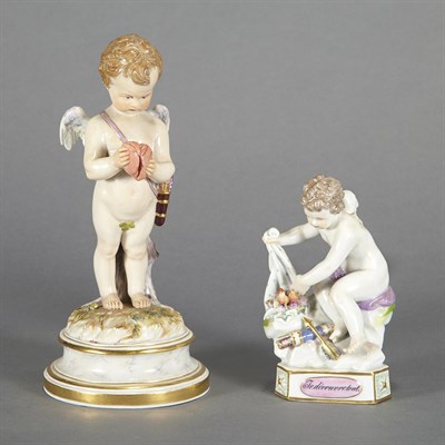 Lot 115 - Two Meissen Porcelain Figures of Cupid...