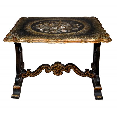 Lot 554 - Victorian Painted and Mother-of-Pearl Inlaid...