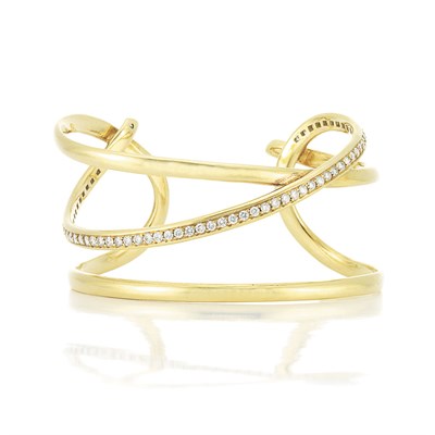 Lot 228 - Gold and Diamond Cuff Bangle Bracelet, Tiffany & Co., Angela Cummings
