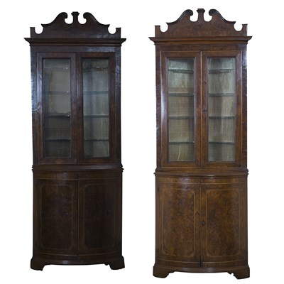Lot 165 - Pair of George III Style Burl Walnut Corner...