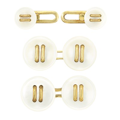 Lot 371 - Gold and Mother-of-Pearl Dress Set