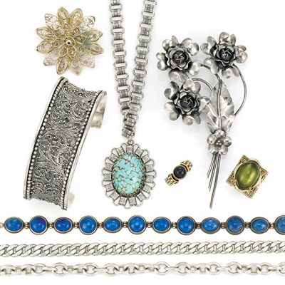 Lot 906 - Group of Sterling Silver and Metal Jewelry