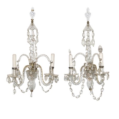 Lot 218A - Pair of George III Style Cut Glass Two-Light...