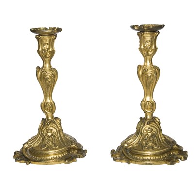 Lot 275 - Pair of Russian Gilt-Bronze Candlesticks Each...