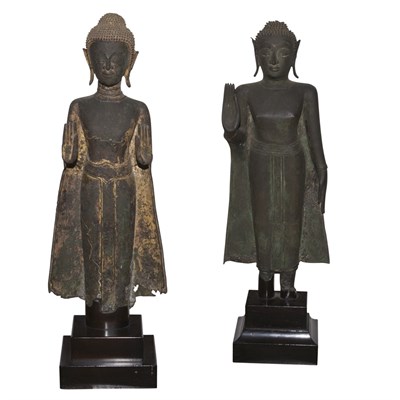 Lot 272 - Two Thai Bronze Standing Figures Height of...