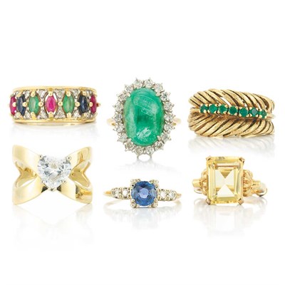 Lot 341 - Group of Gold and Stone Rings