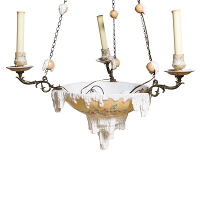 Lot 249 - Floral Decorated Porcelain Three-Light...