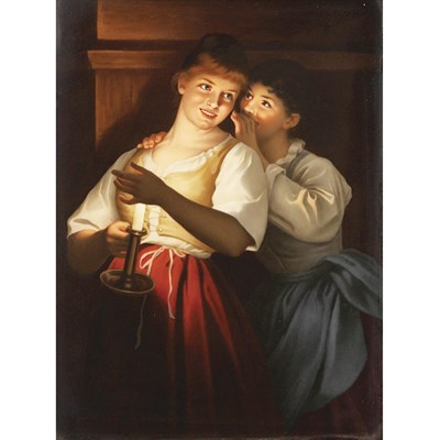 Lot 707 - Framed KPM Painted Porcelain Plaque Titled...