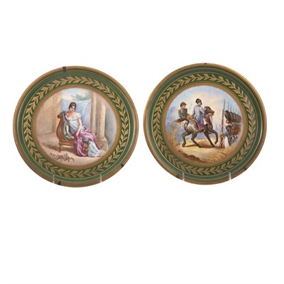 Lot 721 - Pair of French Painted Porcelain Cabinet...