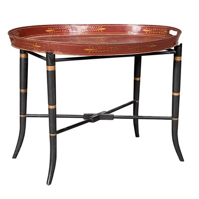 Lot 144 - Regency Style Tole Tray on Stand Height 19 1/2...