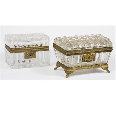 Lot 251 - Two Gilt-Metal Mounted Glass Boxes Length of...