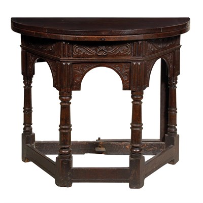 Lot 174 - English Baroque Oak Fold-Over Table Part 18th...