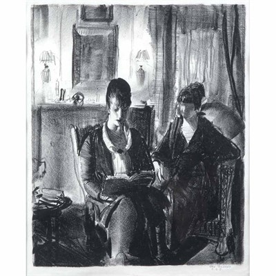 Lot 109 - George Bellows ELSIE READING TO EMMA (MASON...