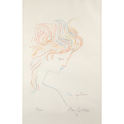 Lot 115 - Jean Cocteau [FIGURE] Color lithograph, signed...