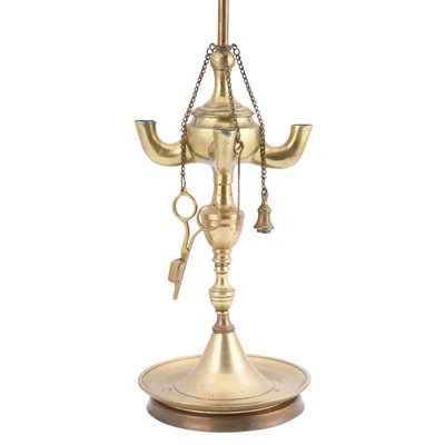 Lot 107 - Baroque Style Brass Oil Lamp Electrified....