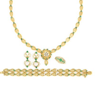 Lot 596 - Group of Gold, Diamond and Emerald Jewelry