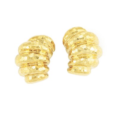 Lot 63 - Pair of Hammered Gold Earclips
