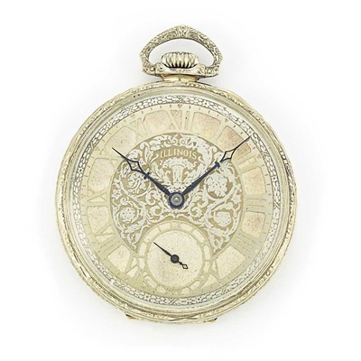 Lot 321 - White Gold Open Face Pocket Watch