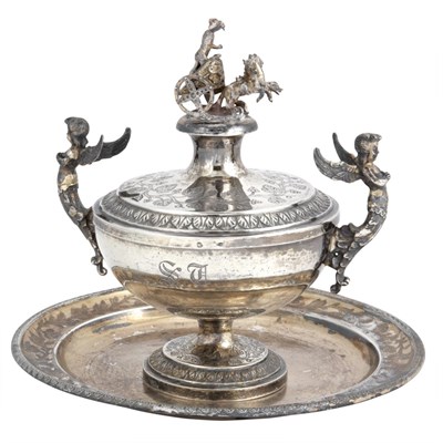 Lot 160 - Italian Silver Gilt Ecuelle on Stand Total...
