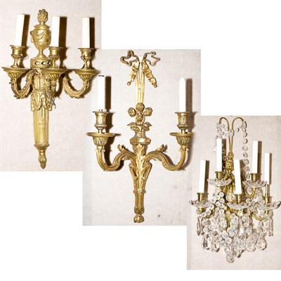 Lot 220 - Three Pairs of Neoclassical Style Gilt-Metal...