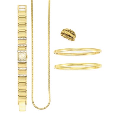 Lot 865 - Group of Gold Jewelry and Metal Lorgnette and Fragments