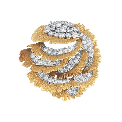 Lot 172 - Gold and Diamond Clip-Brooch, Gumbiner