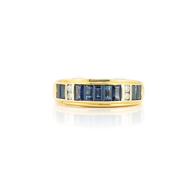 Lot 222 - Gold, Sapphire and Diamond Band Ring