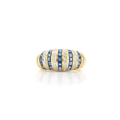 Lot 108 - Gold, Sapphire and Diamond Bombe Ring