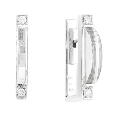 Lot 671 - Pair of White Gold, Rock Crystal and Diamond Earrings