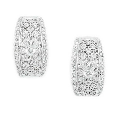 Lot 41 - Pair of White Gold and Diamond Half-Hoop Earrings