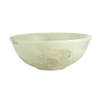 Lot 113 - Chinese Celadon Jade Bowl 19th Century Of deep...