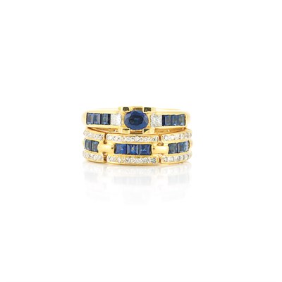 Lot 4 - Two Gold, Diamond and Sapphire Rings