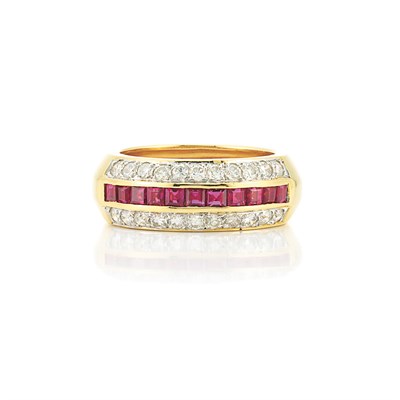 Lot 54 - Gold, Ruby and Diamond Band Ring