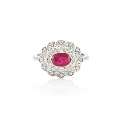 Lot 116 - White Gold, Ruby and Diamond Ring