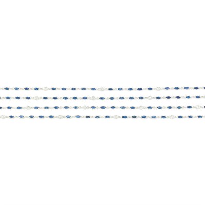 Lot 524 - Long White Gold, Sapphire and Diamond Chain Necklace
