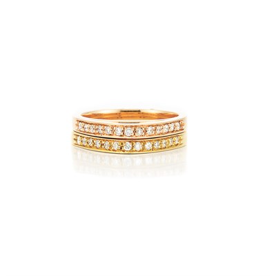 Lot 334 - Pair of Rose and Yellow Gold and Diamond Dome Rings