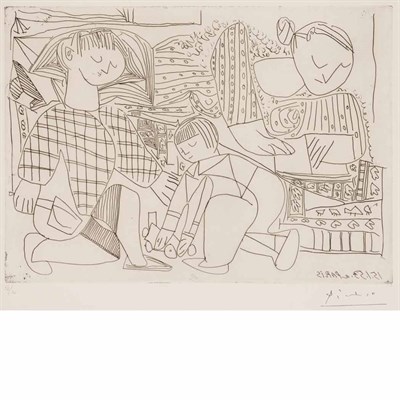 Lot 471 - Pablo Picasso DEUX ENFANTS JOUANT ET FEMME...