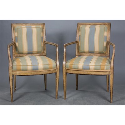 Lot 280 - Pair of Neoclassical Style Painted Armchairs