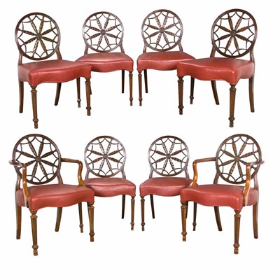 Lot 275 - Set of Eight George III Style Wheel Back...