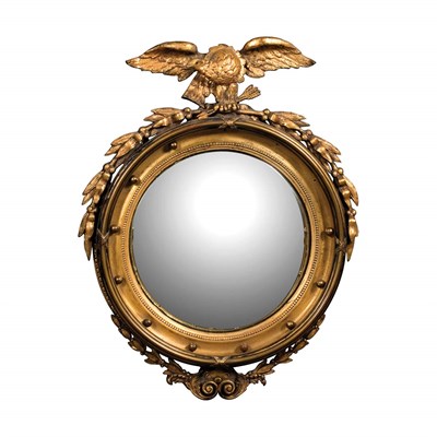 Lot 408 - American Gilt-Wood Convex Mirror Height 36...