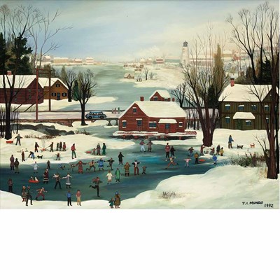 Lot 41 - Janet Munro American, b. 1949 Skating Party,...